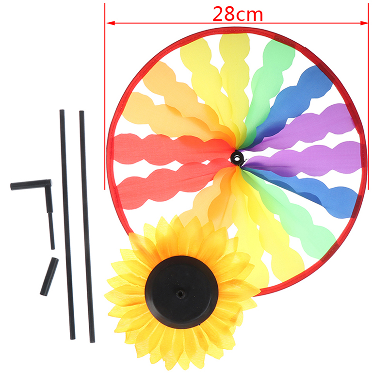 YARD GARDEN OUTDOOR Decor Sunflower Windmill Whirling Wind Spinner Kids