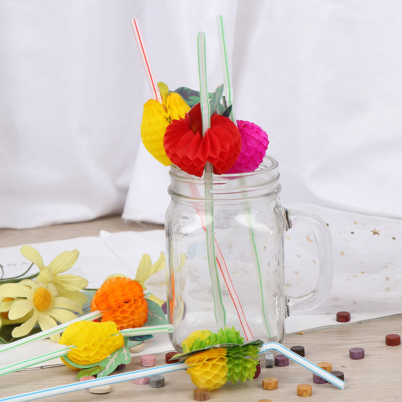50pcs Hawaiian 3D Fruit Cocktail Straws Umbrella Drinking Straws Party DecorY*wf VW9827