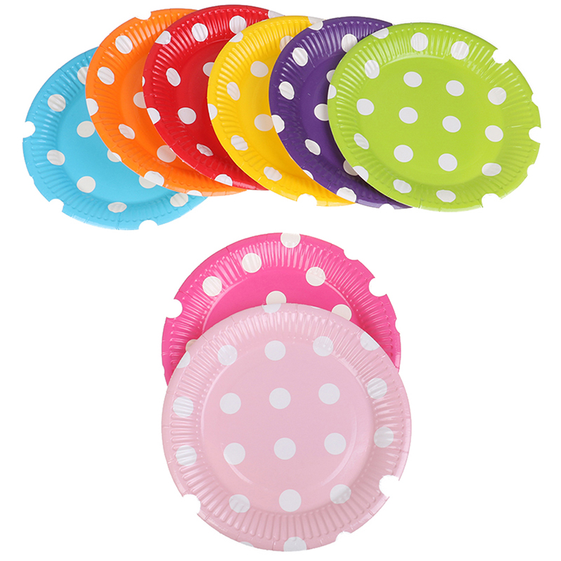 Polka dot disposable shop plates