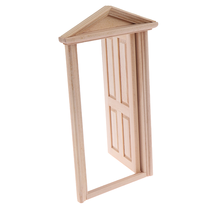 1:12 Dollhouse Miniature Simulation DIY Wooden Spire Door Furniture Accessor KY