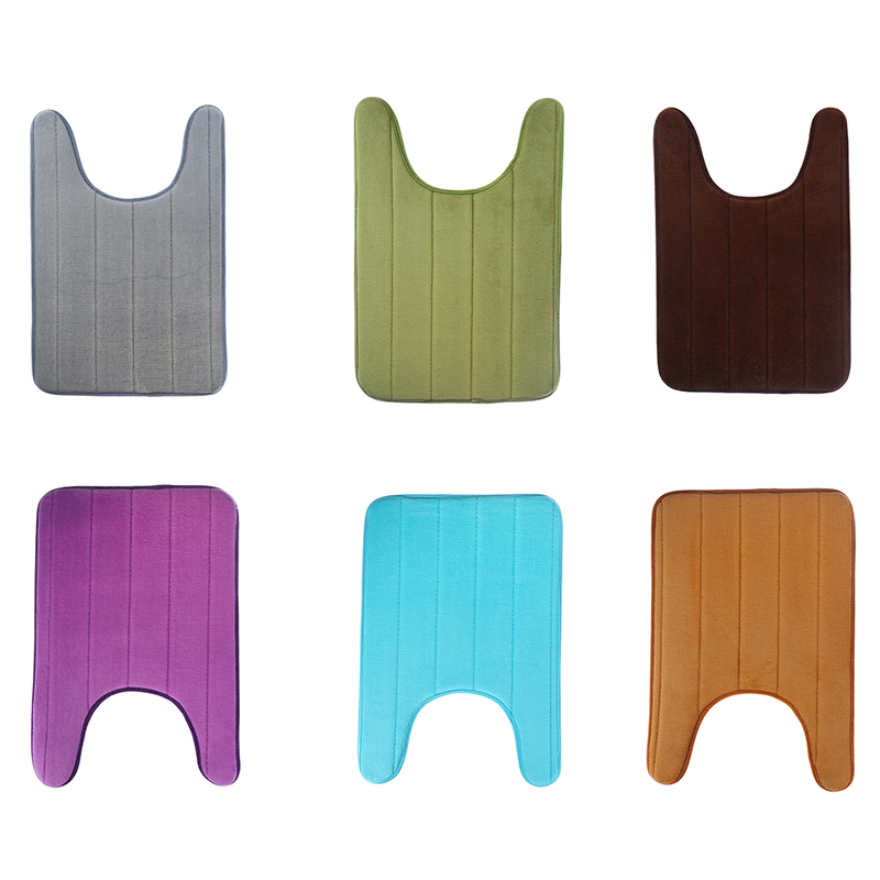 U-Shaped Memory Foam Bath Mats Toilet Mat Bathroom Coral Fleece Carpet Home -yn - Bild 12 von 20