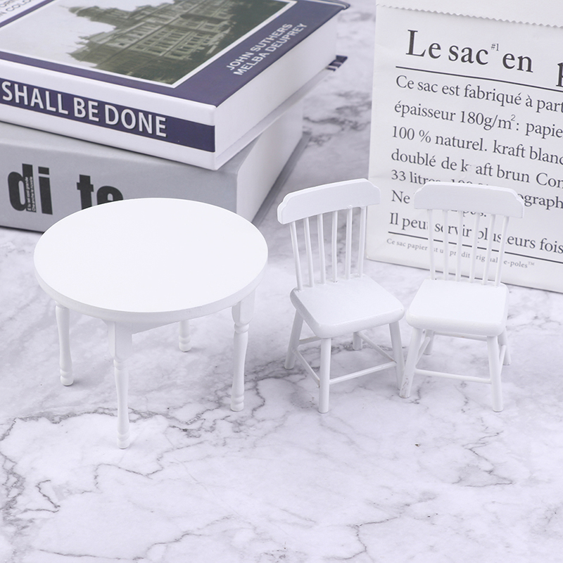 3Pcs/Set 1/12 Doll House Mini Furniture Dining Table Chair Set Toy Model Decor t RA11105