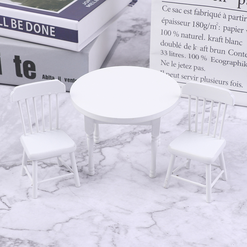 3Pcs/Set 1/12 Doll House Mini Furniture Dining Table Chair Set Toy Model Decor t RA11105