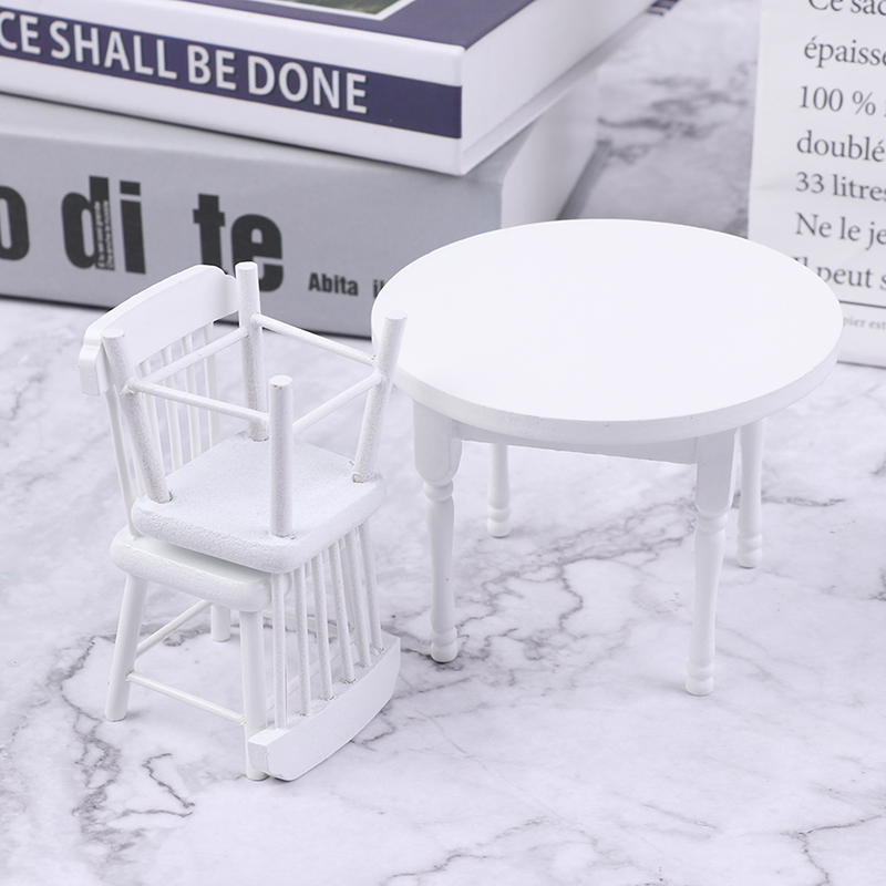 3Pcs/Set 1/12 Doll House Mini Furniture Dining Table Chair Set Toy Model Decor t RA11105