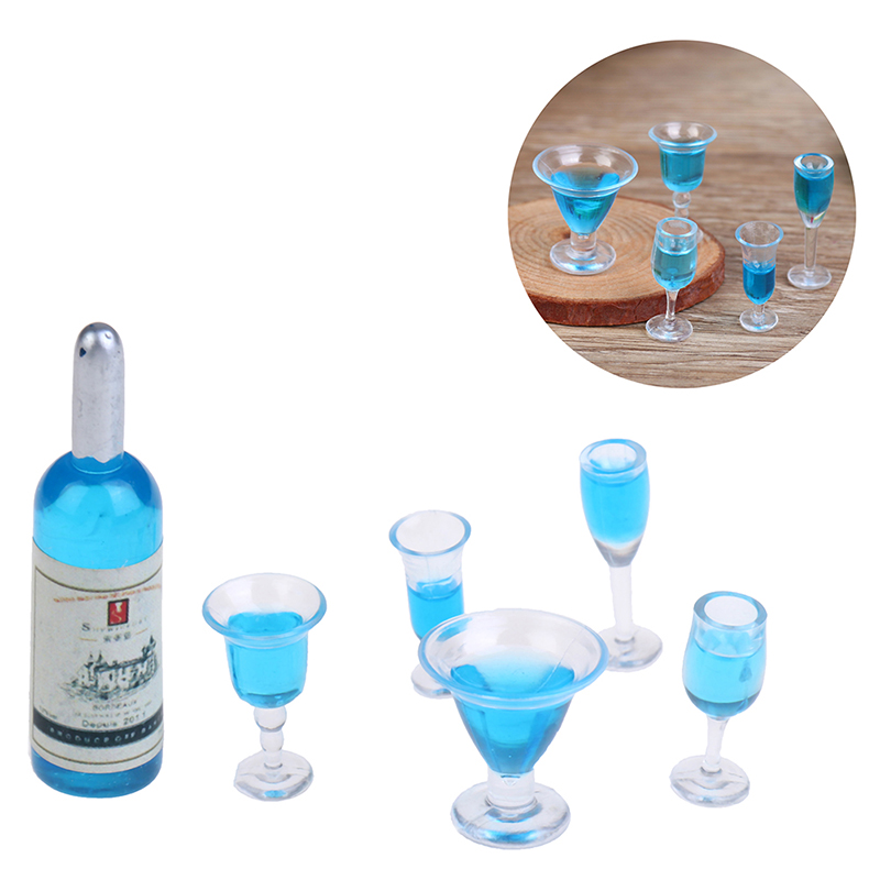 6Pcs/set 1:12 Dollhouse Miniature Cocktail Wine Cups Doll Kitchen Accessorie& Le