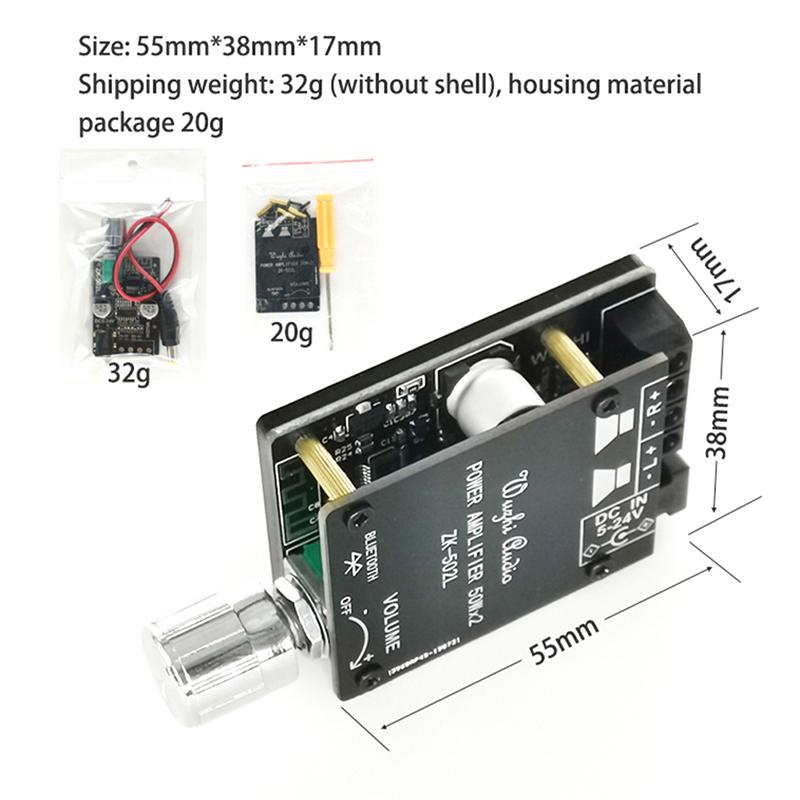 ZK-502L MINI 5.0 Bluetooth Amplifier Board Wireless Audio Digital Power 2 ^l MB - Picture 3 of 12