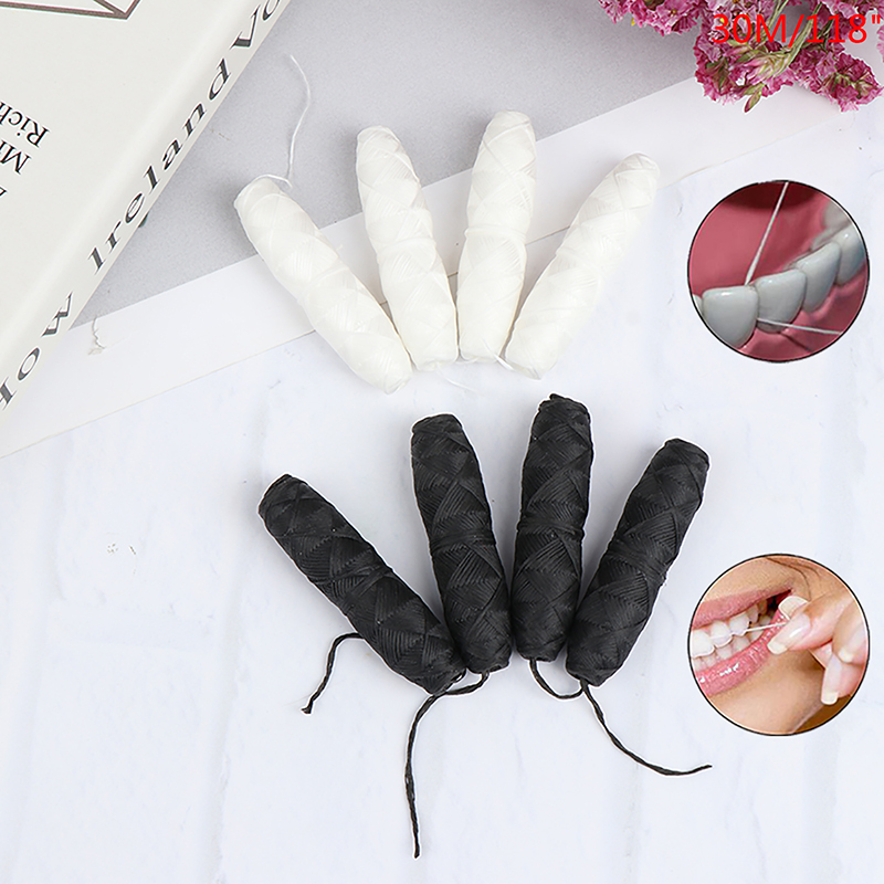 4Roll 120M Biodegradable Dental Floss Bamboo Charcoal Flossatural Silk Oral SPI - Bild 7 von 11