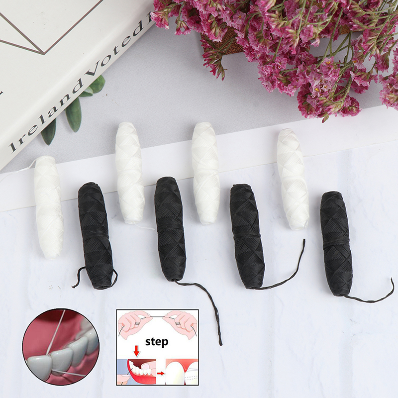 4Roll 120M Biodegradable Dental Floss Bamboo Charcoal Flossatural Silk Oral  SPI