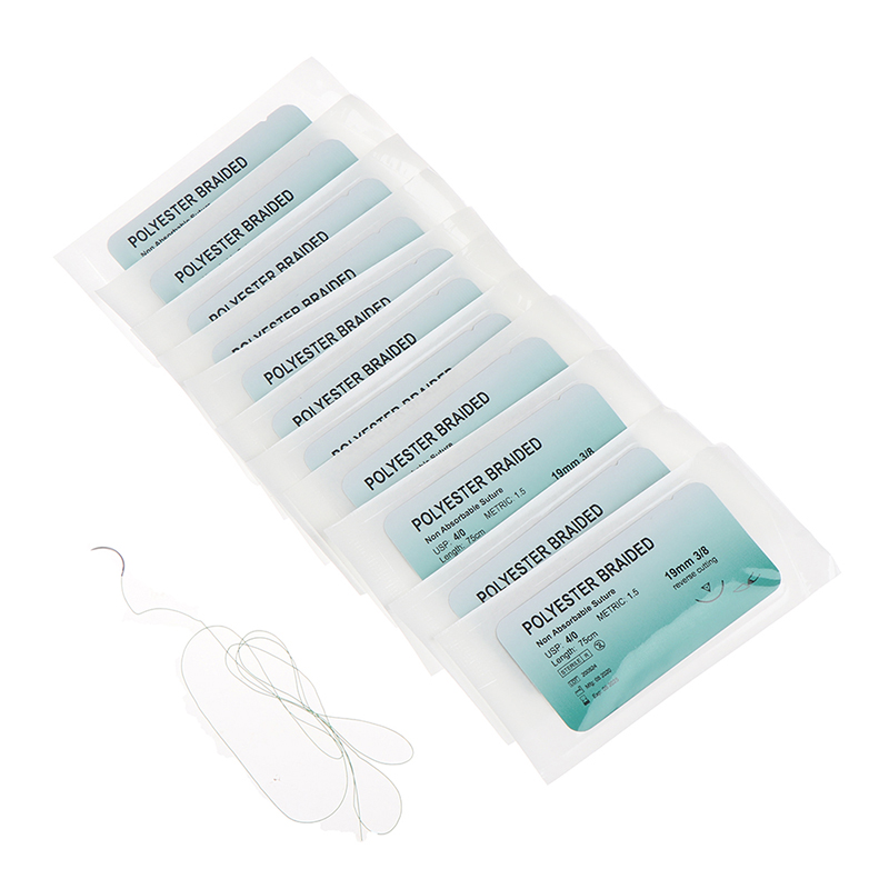 12 Stück Polyester geflochtener medizinischer Nadelnaht-MonofilamentfadCR Sn