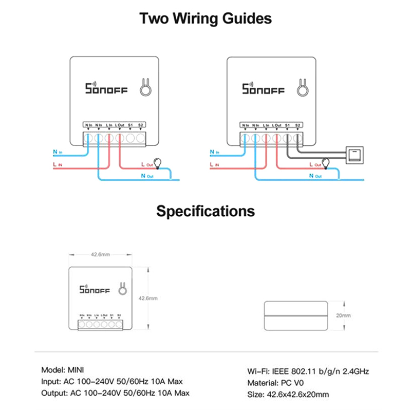 Switch intelligente Wifi fai da te interruttore a due vie tramite APP telecomando SwitDSUK-