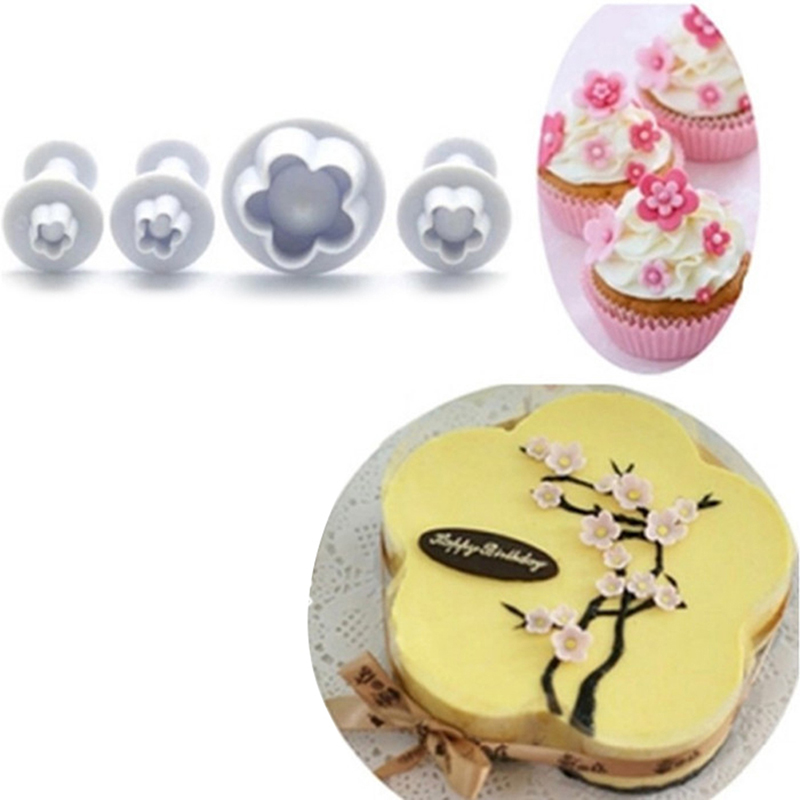 4Pcs Plum Flower Fondant Cake Cutter Plunger Cookie Mold Decorating Candy Mo-qk - Picture 12 of 12