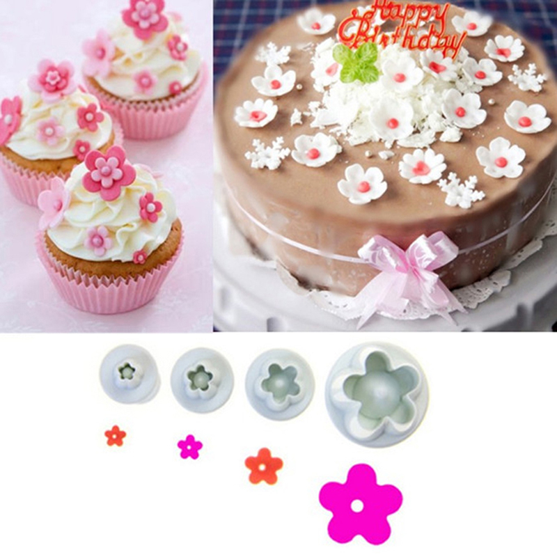 4Pcs Plum Flower Fondant Cake Cutter Plunger Cookie Mold Decorating Candy Mo-qk - Picture 11 of 12