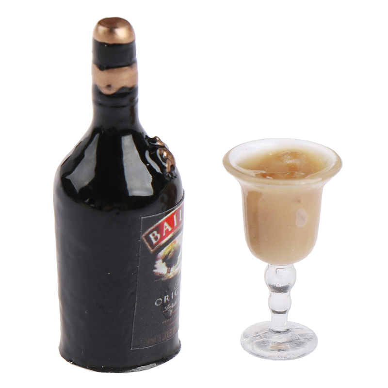 1/12 Dollhouse Miniature Wine Bottle Set with cup Simulation Drinks Model T` KY