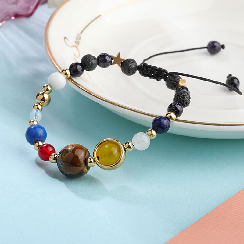 Universe Solar System Eight Planet Stone Beads Bracelet Chain Jewelry Gifts, LC - Picture 2 of 12