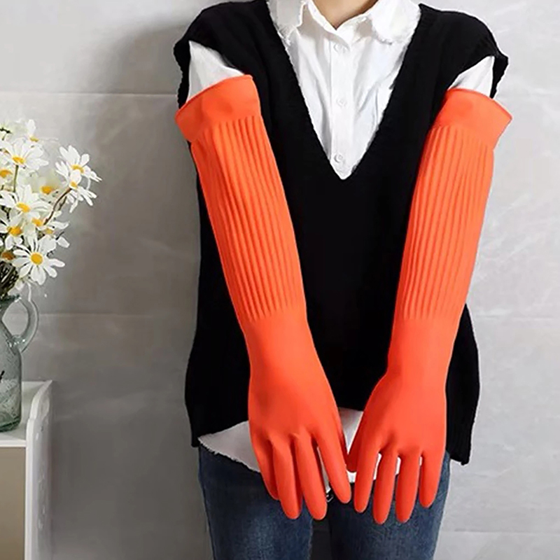 Waterproof Warm Household Dishwashing Dust Glove Long Rubber Gloves KitchenU SN