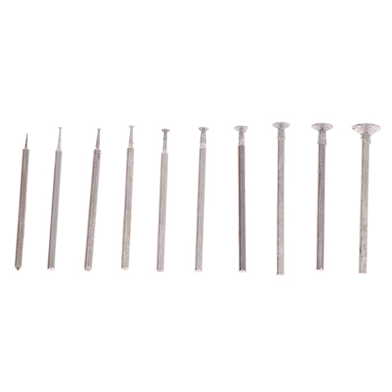 10Pcs Diamond grinding Head Stone Jade Carving Polishing Engraving Tools 2.35mm