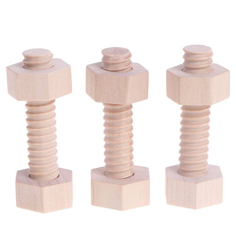 3Pcs Educational Screw Nut Assembling Wooden Toy Wood Screw Nut Hands-on Toy-wf 3Pcs Educational Screw Nut Assembling Wooden Toy Wood Screw Nut Hands-on Toy-wf