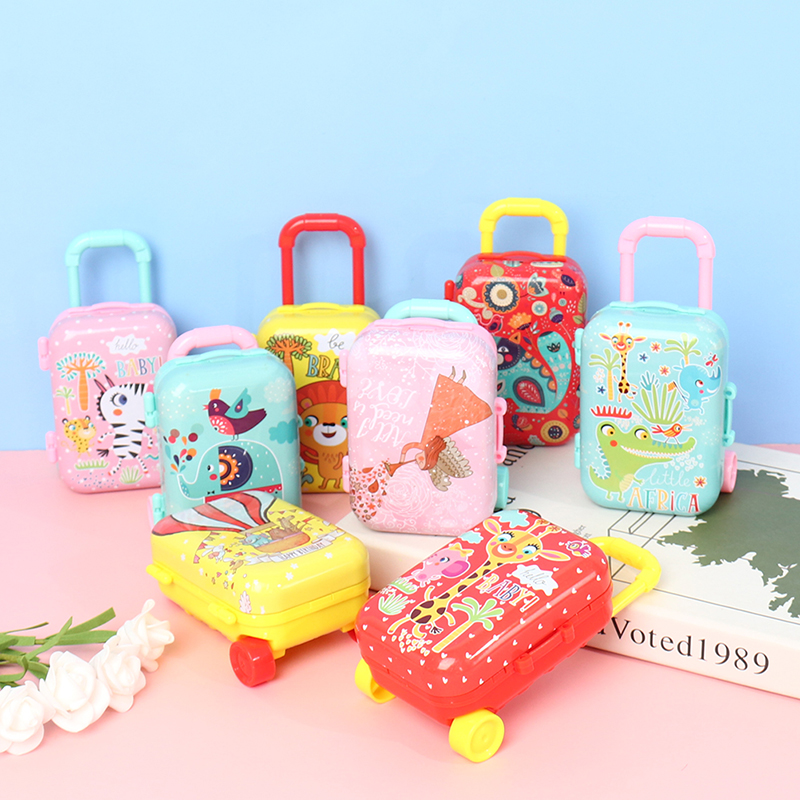 Metal Mini Suitcase for Dolls Miniature Toys Trunk Dollhouse Decor Jewellery Pe