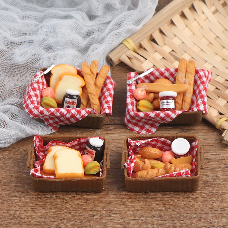 Casa delle bambole miniatura cesto del pane simulazione modello alimentare giocattoli decorazione casa delle bambole PX-