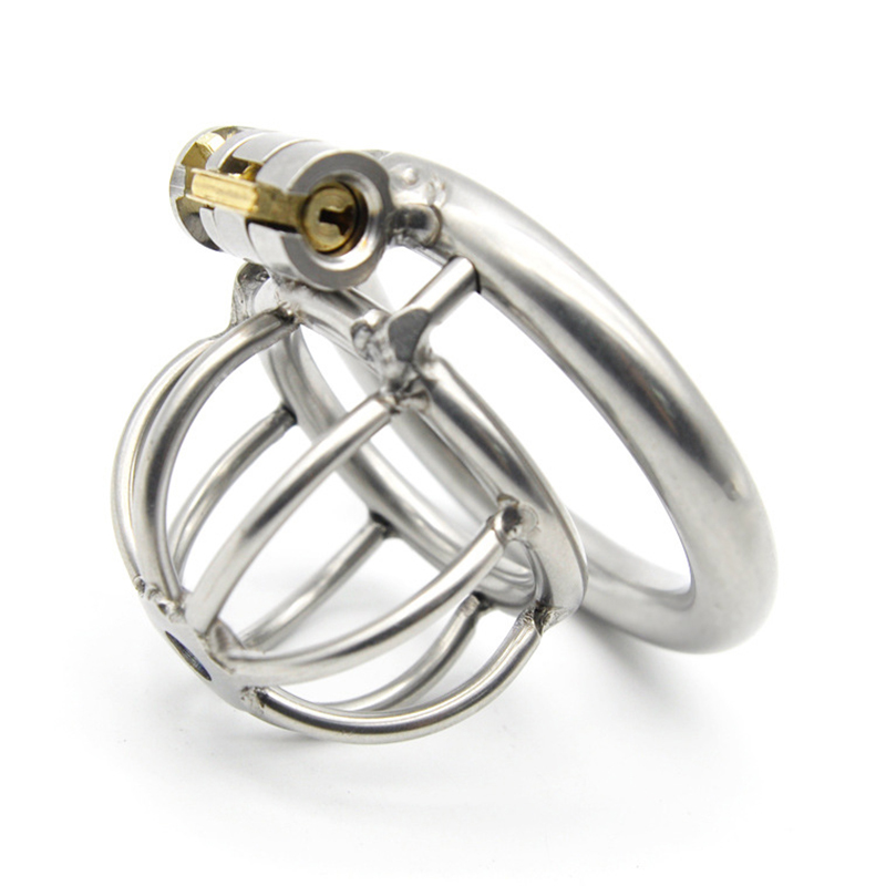 Stainless Steel Metal Male Chastity Cage Device Restraint Spiked-ring with L EI