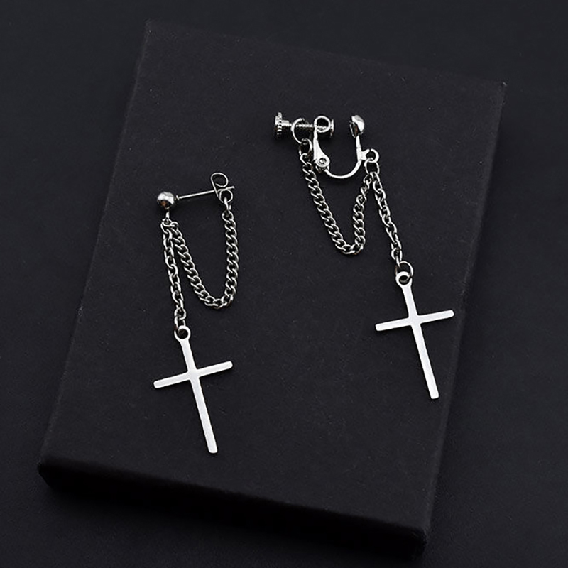 Unisex Stainless Steel Crosses Earrings for Women Gothic Rock Style Jewelry SN❤ - Picture 5 of 5