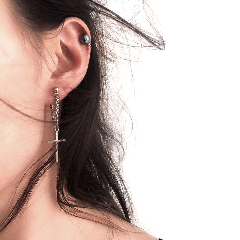 Unisex Stainless Steel Crosses Earrings for Women Gothic Rock Style Jewelry SN❤ - Picture 3 of 5
