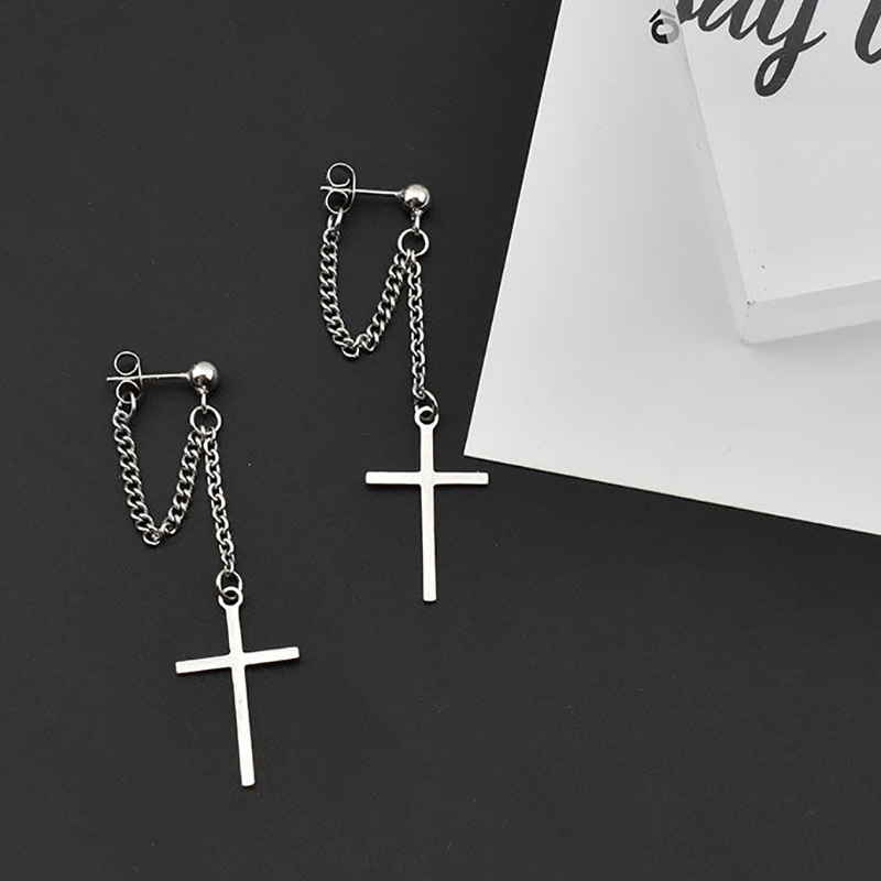 Unisex Stainless Steel Crosses Earrings for Women Gothic Rock Style Jewelry SN❤ - Picture 1 of 5