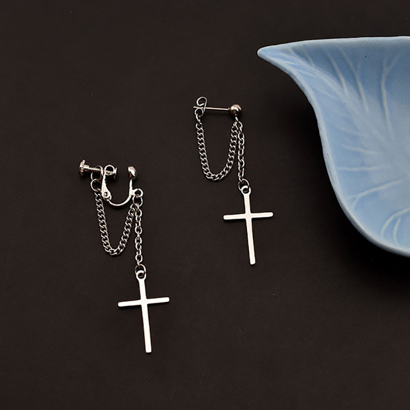 Unisex Stainless Steel Crosses Earrings for Women Gothic Rock Style Jewelry SN❤ - Picture 2 of 5