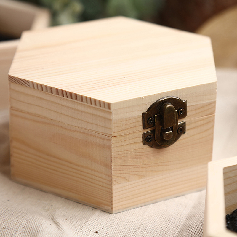 Hexagonal Shaped Wooden Storage Box Jewelry Wedding Gift Box Jewelry Display SPI - Picture 7 of 12