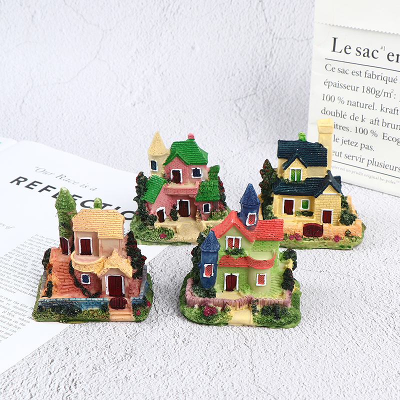Cute Resin House Miniature House Fairy Garden Micro Landscape Home Garden Dec CH