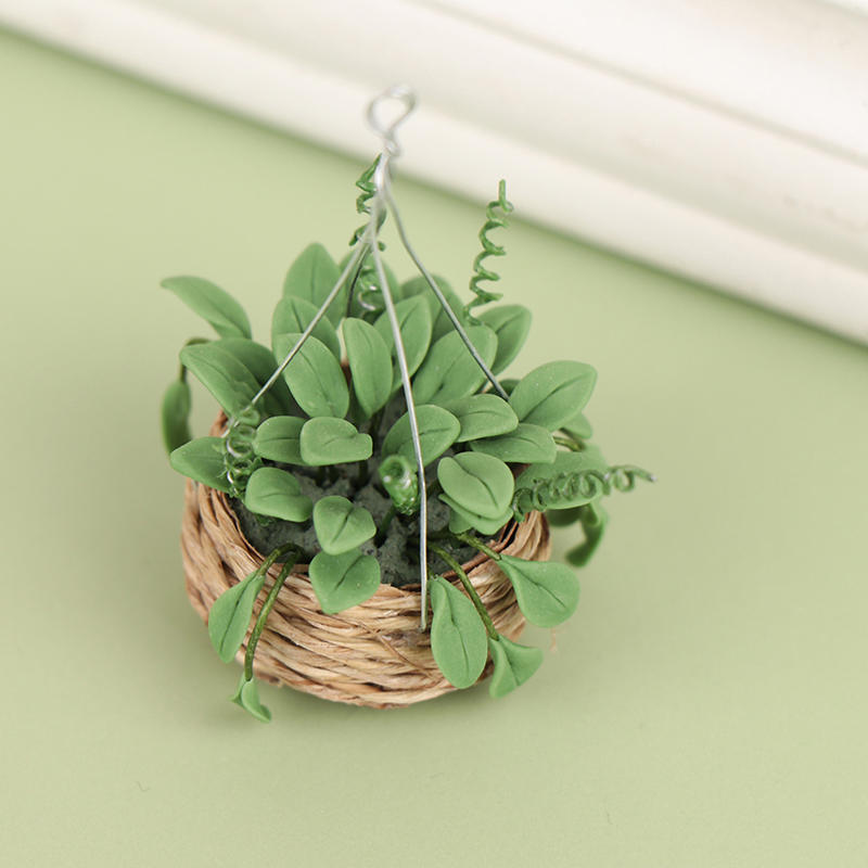 Dollhouse Miniature Hanging basket Mini Potted Plant Flowers Pot DollHo AFM R JC