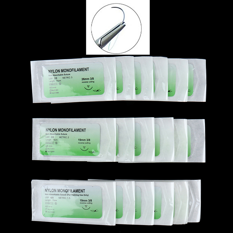 6 Stk. 2/0 3/0 4/0 Nadelnaht Nylon Unverletztes Nahtmaterial Medizinischer Fa Sn