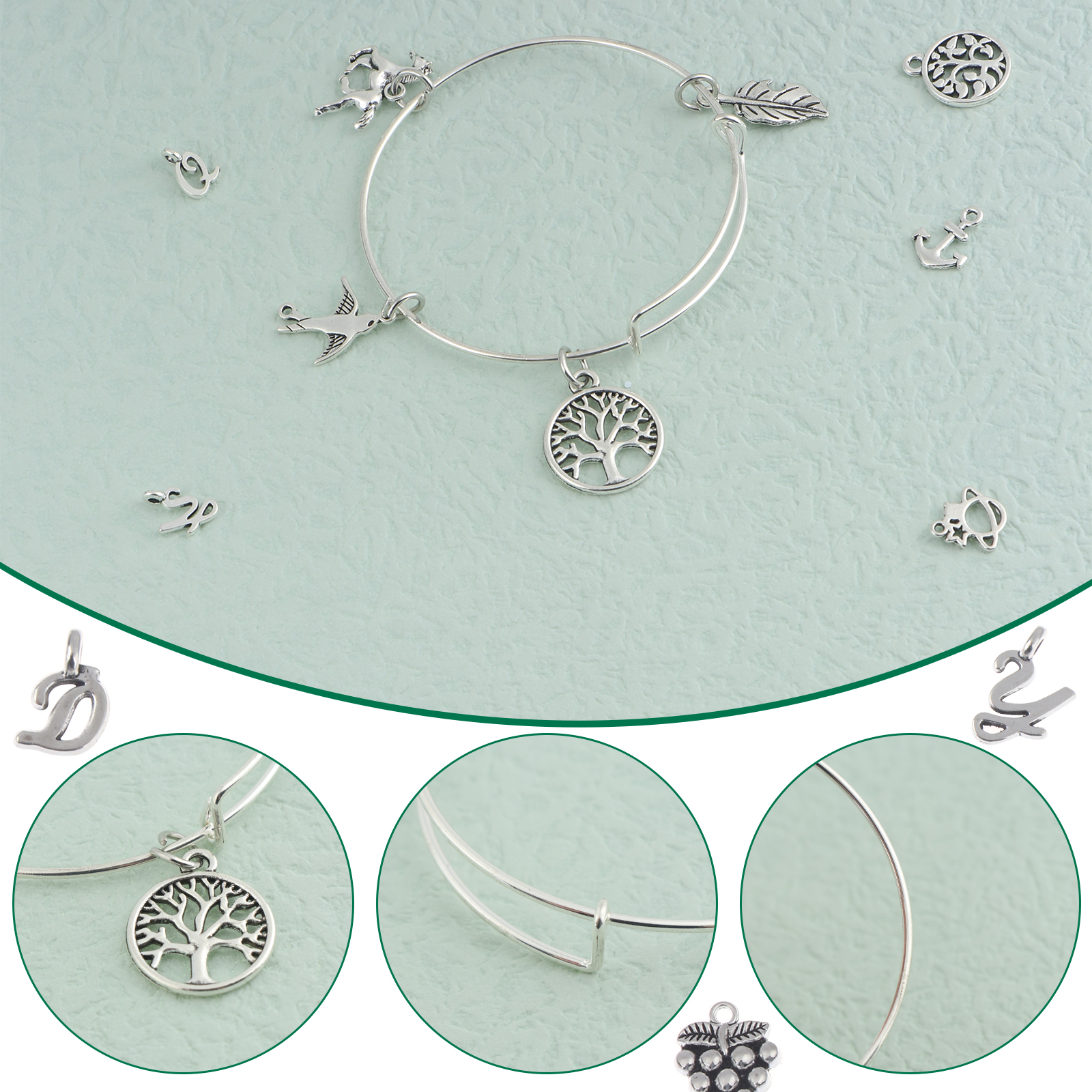 JIANI 562Pcs Bangles Bracelet Making Kit, 10Pcs Expandable Bangle Bracelets  with 52Pcs