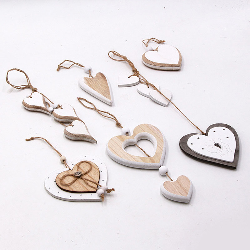 DIY Crafts Pendant Wooden Heart Desgin for Party Wedding Hanging Ornament TZ10649