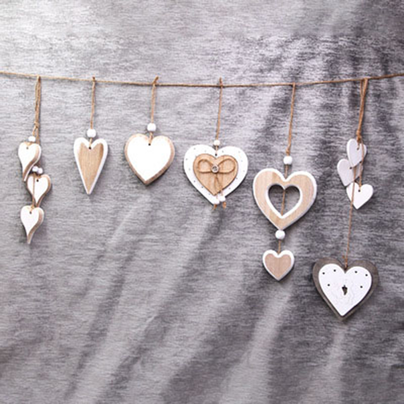 DIY Crafts Pendant Wooden Heart Desgin for Party Wedding Hanging Ornament TZ10649