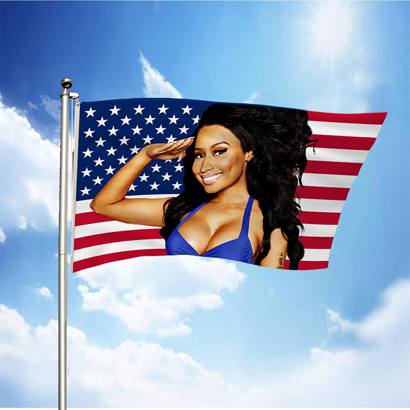 3x5ft Nicki Minaj Rap USA Flag Music Singer Star Silk Fabric Decor