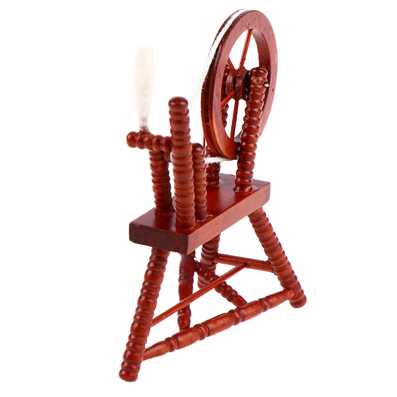 1:12 Scale Brown Painted Wooden Spinning Wheel Tumdee Dolls House Miniature Pe 1:12 Scale Brown Painted Wooden Spinning Wheel Tumdee Dolls House Miniature Pe