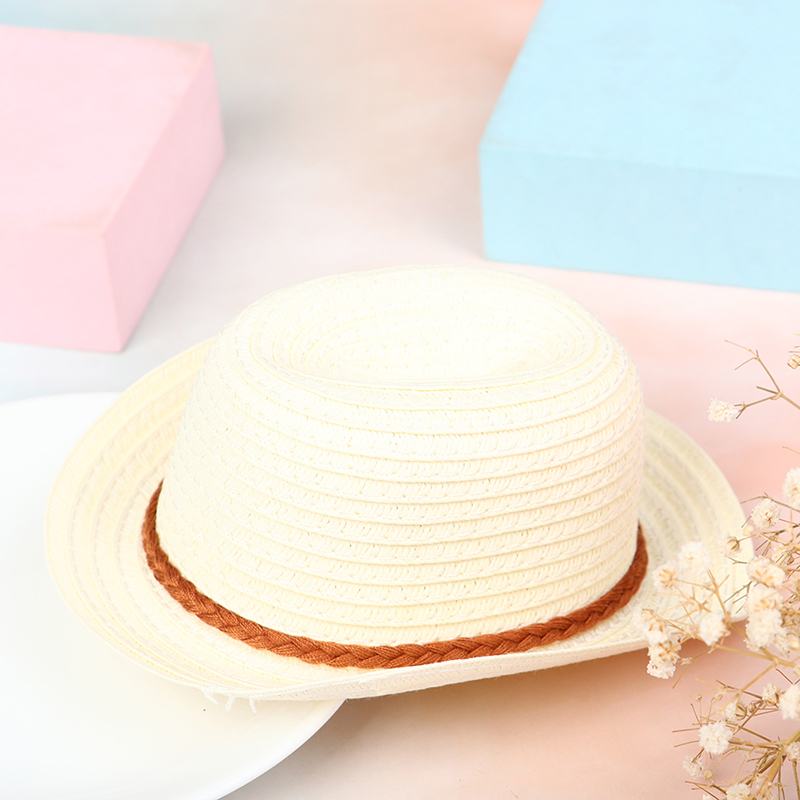 18 Inch Doll Girls Hat Rice White Hand-woven Straw Hat Fit 43 Cm Boy ...