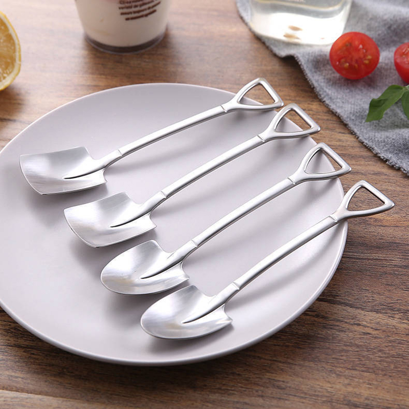 4Pcs/set Stainless Steel Retro Shovel Ice Cream Coffee Spoon Creative Tea-sp-qk - Picture 12 of 12