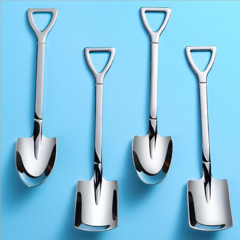 4Pcs/set Stainless Steel Retro Shovel Ice Cream Coffee Spoon Creative Tea-sp-qk - Picture 7 of 12