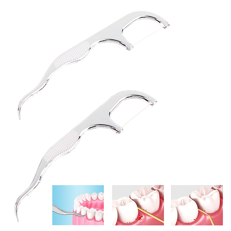 Stainless Steel Toothpick Dental Floss Reusable Flossing Holder Teeth Clean; F5 eBay