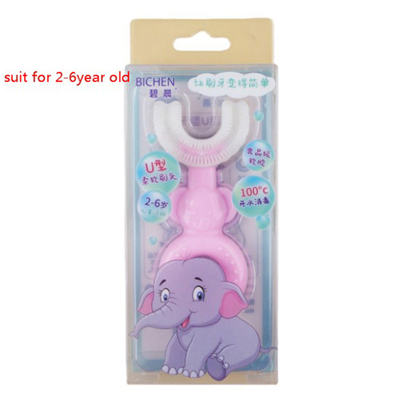 Children's Elephant U-shape Toothbrush Silicone Toothbrush For 360° Cleaning!R2 EL10558