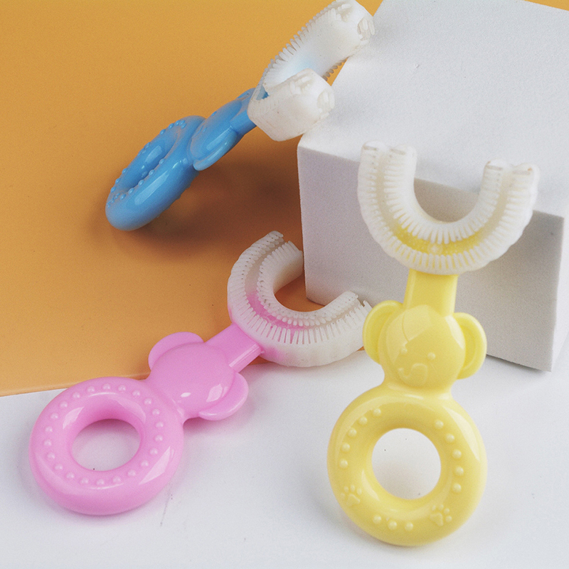 Children's Elephant U-shape Toothbrush Silicone Toothbrush For 360° Cleaning!R2 EL10558