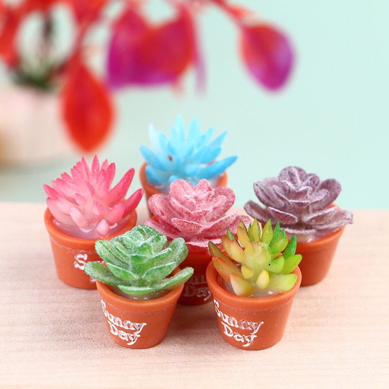 6pcs 1/12 Doll House Miniature Flowers Fairy Garden Ornament Mini Potted Pl&#039;RI
