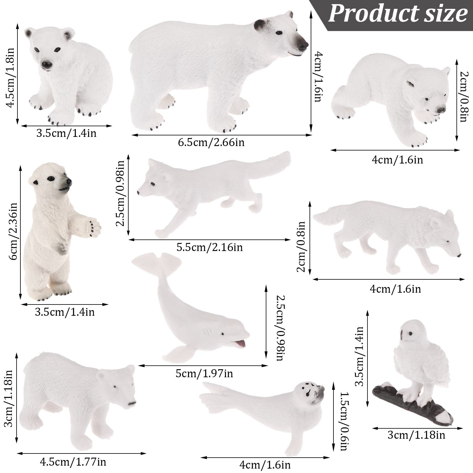 Polar Animal Toy Figurines Set Realistic Polar Bear Figures SB8547
