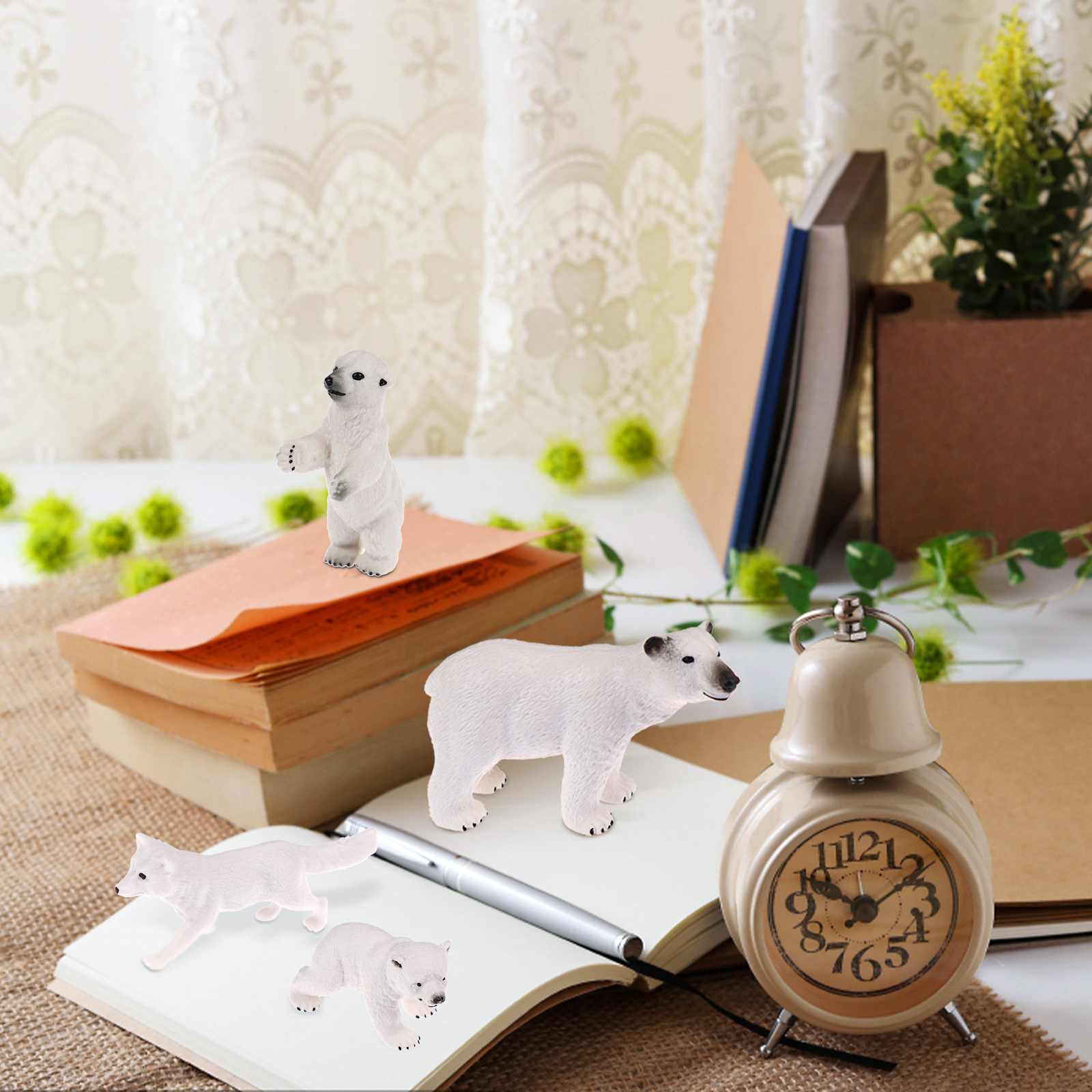 Polar Animal Toy Figurines Set Realistic Polar Bear Figures SB8547