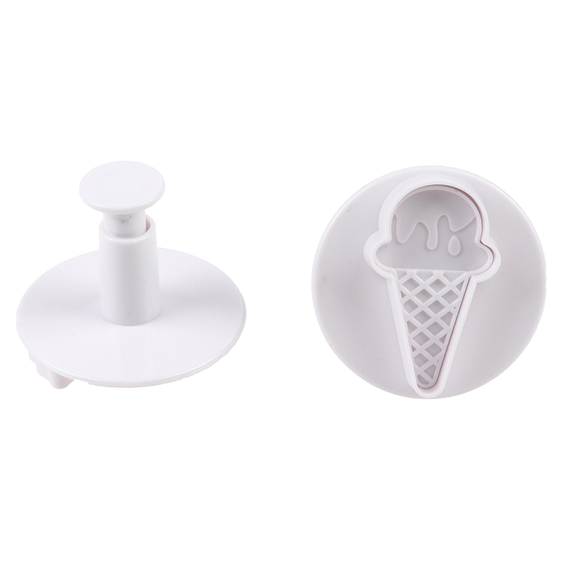 4pcs Ice Cream Cookie Cutters with Plunger Stamps Set Popcorn Candy