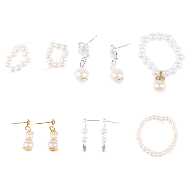 1:6 Dollhouse Doll Pearl Necklace Bracelet Earrings 30CM Doll Wear Jewelry To Pe