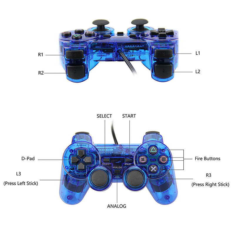 Wired Connection Gamepad for PS2 Double Vibration Game Controller