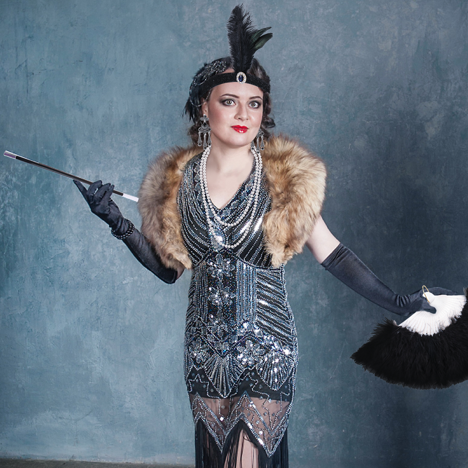 Studiet Logisk lukke 1920s Flapper Costume Accessories Set for Women Include 1920s Headpiece,  Da-mx | eBay